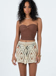 Mini skirt Crochet material Drawstring waistband Good stretch 