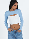 Blue bolero Ribbed knit material Good stretch