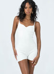 Romper Ribbed knit material Adjustable shoulder straps Sweetheart neckline