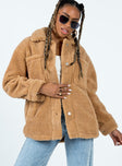 Jacket  Oversized fit  100% polyester Faux fur material  Button front fastening  Four front pockets   Non-stretch