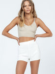 Shorts Knit material  High waisted  Elasticated waistband  Good stretch  Unlined 