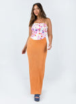 Maxi skirt Ribbed knit material  High waisted  Elasticated waistband 