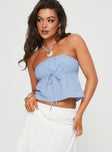 Strapless top Elasticated band at bust, tie detail