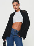 Cable knit cardigan, drop shoulder Good stretch, unlined Princess Polly Lower Impact 