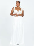 White maxi skirt Thick elasticated waistband with drawstring