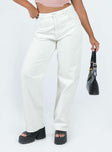 Jeans Belt looped waist Classic five-pocket design Zip & button fastening High waisted Straight leg Non-stretch 