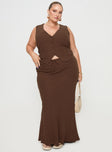 Chocolate Linen maxi skirt Relaxed fit, elasticated drawstring waist