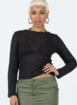 Long sleeve top Sheer ribbed material 