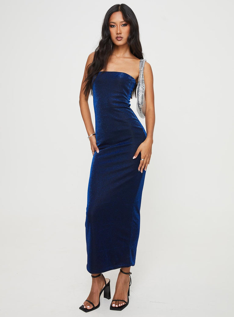 Strapless Maxi Dress Shimmery material Inner silicone strip at bust 