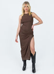 Brenly Mesh Maxi Dress Brown