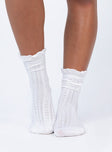 Socks Princess Polly Exclusive 75% cotton 15% polyester 10% spandex Delicate knit material  Ruffled ankle  Good stretch   OSFM