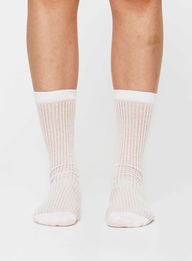 Knee high socks, ribbed material