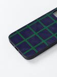 iPhone case Hard plastic back  Plaid print  Rubber edges 