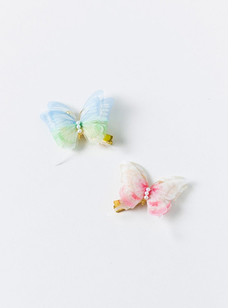 Hair clip pack Set of two Gold-toned Butterfly detail