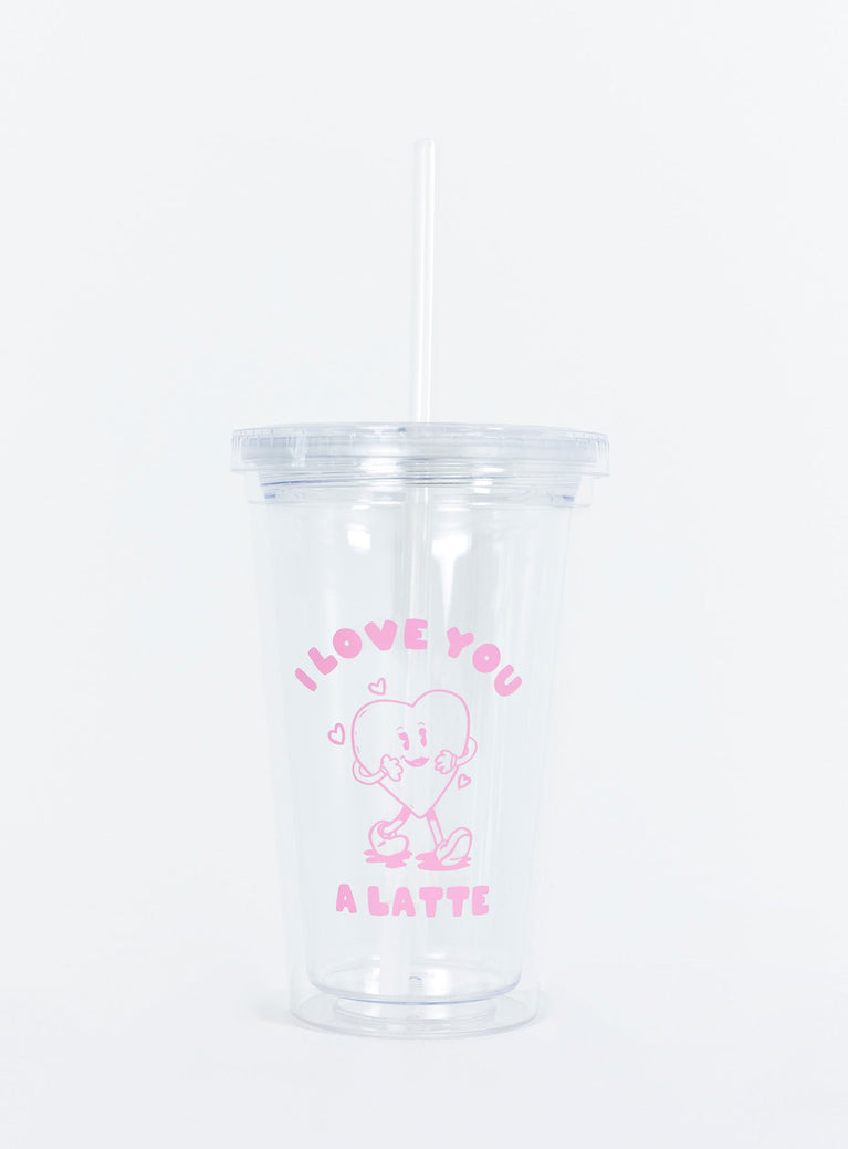 I Love You A Latte Iced Coffee Tumbler Clear / Pink