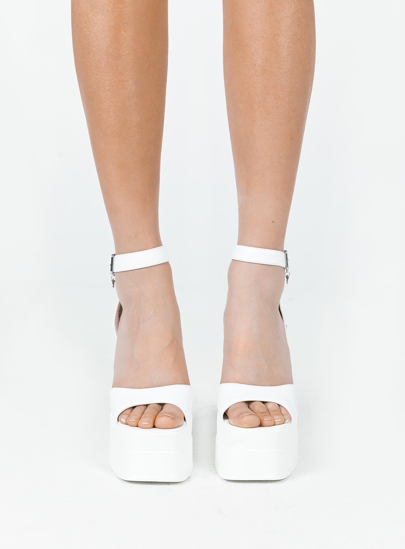 White Pu Platform Sandals | Shoes | PrettyLittleThing