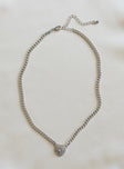 Necklace Silver-toned chain Diamonte detail Heart pendant