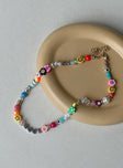 Beaded necklace Alternating beads Multiple colours Lobster clasp fastening Adjustable length