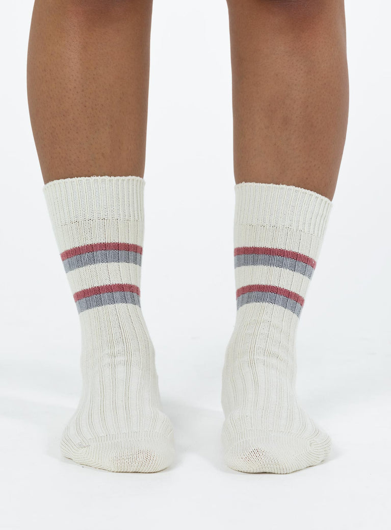 Socks Ribbed knit material Striped design Good stretch OSFM