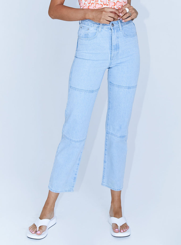 Princess Polly Mid Rise  Uptown Jeans Light Wash Denim