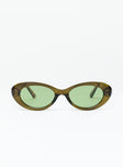 Sunglasses Tort frame Moulded nose bridge Green tinted lenses