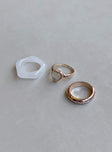 Ring Pack of three Two rose gold-toned bands Chunky style Pearl and diamante detail  Lightweight