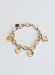 Bracelet Gold-toned Chunky style Heart pendants Lobster clasp fastening