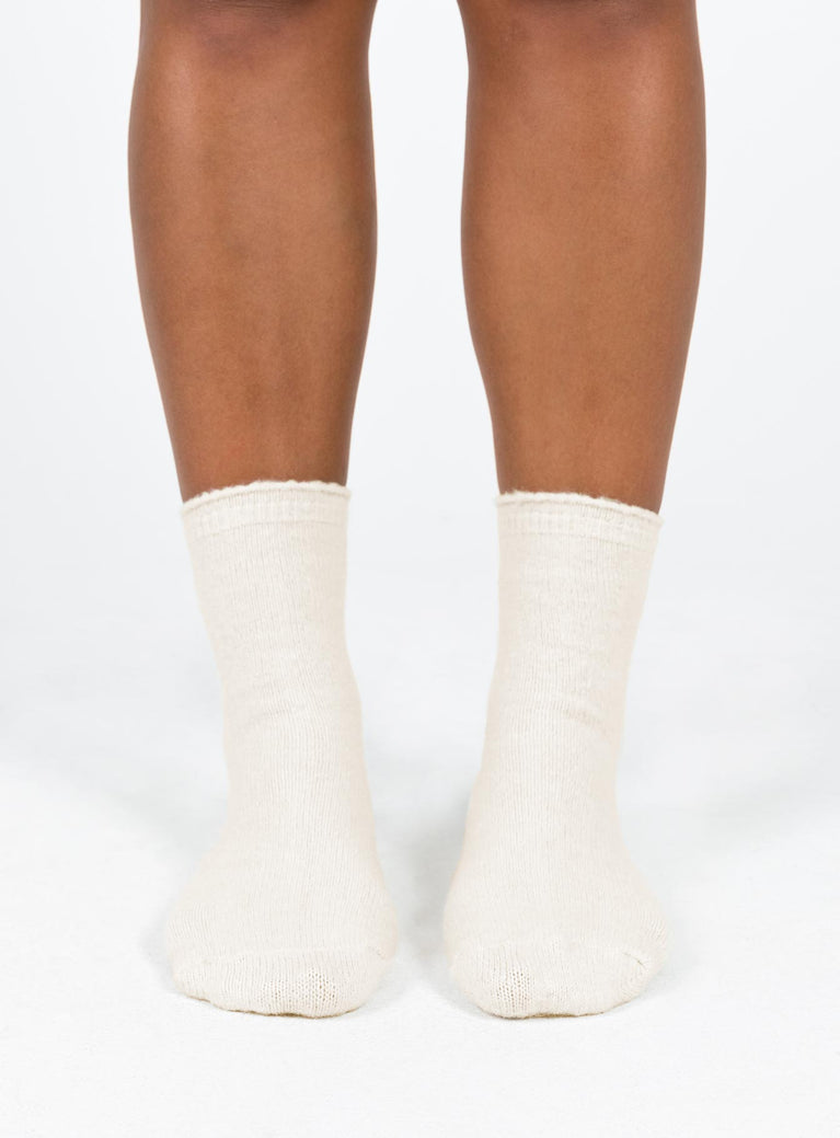 Cream socks Ribbed material OSFM