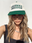 White and green cap Embroidered graphic  Snapback fastening 