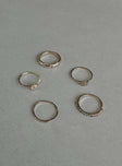 Ring pack Pack of five Diamante detail Thin bands Lightweight