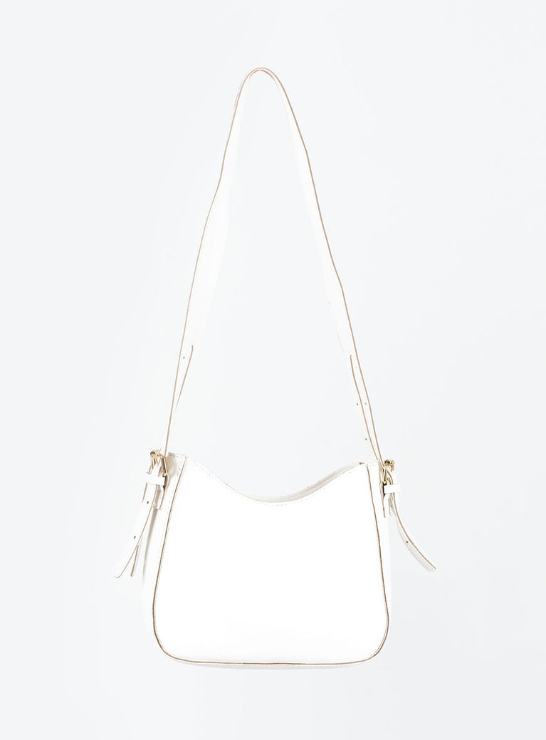 Crossbody bag Faux leather material Gold-toned hardware Adjustable & removable crossbody strap Zip fastening Flat base