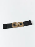 Waist belt Faux leather & elastic material Gold-toned buckle fastening Good stretch