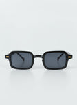 Sunglasses Rectangle frame Gold-toned detail Moulded nose bridge Black tinted lenses Lightweight