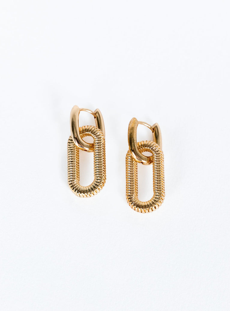 Gold-toned earrings Hoop fastening, drop style