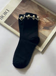 Socks  Princess Polly Exclusive 75% cotton 15% polyester 10% spandex Faux pearl beads  Good stretch  OSFM