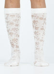 Socks Knee high Sheer design Floral print