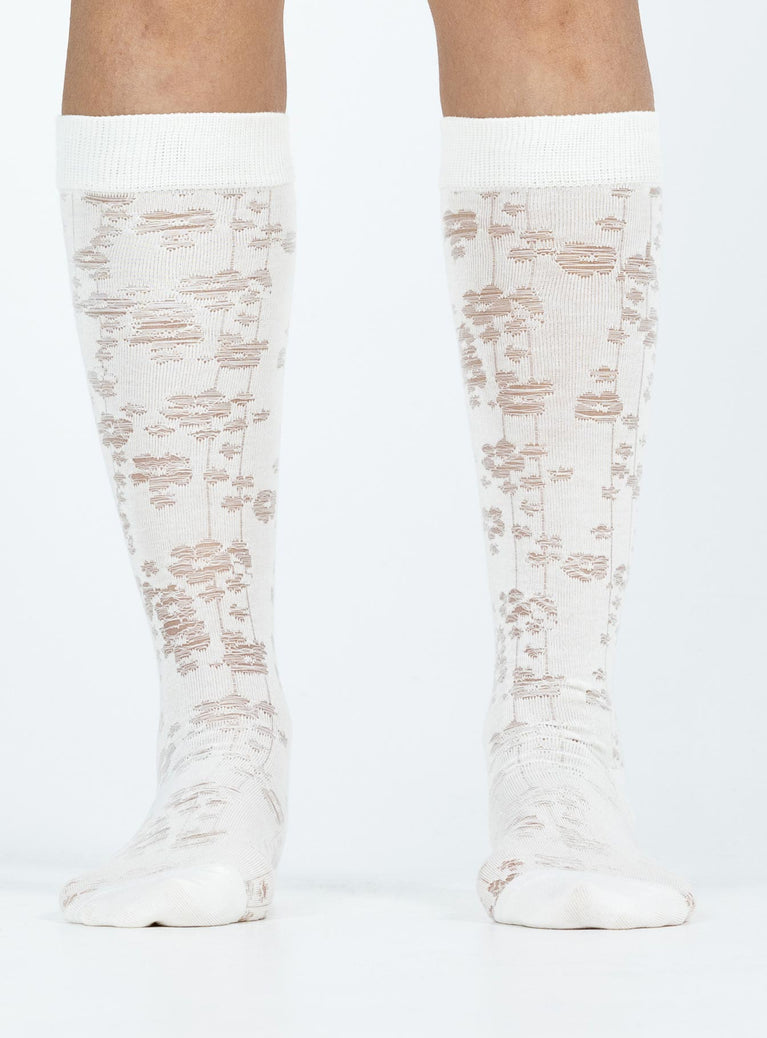 Socks Knee high Sheer design Floral print