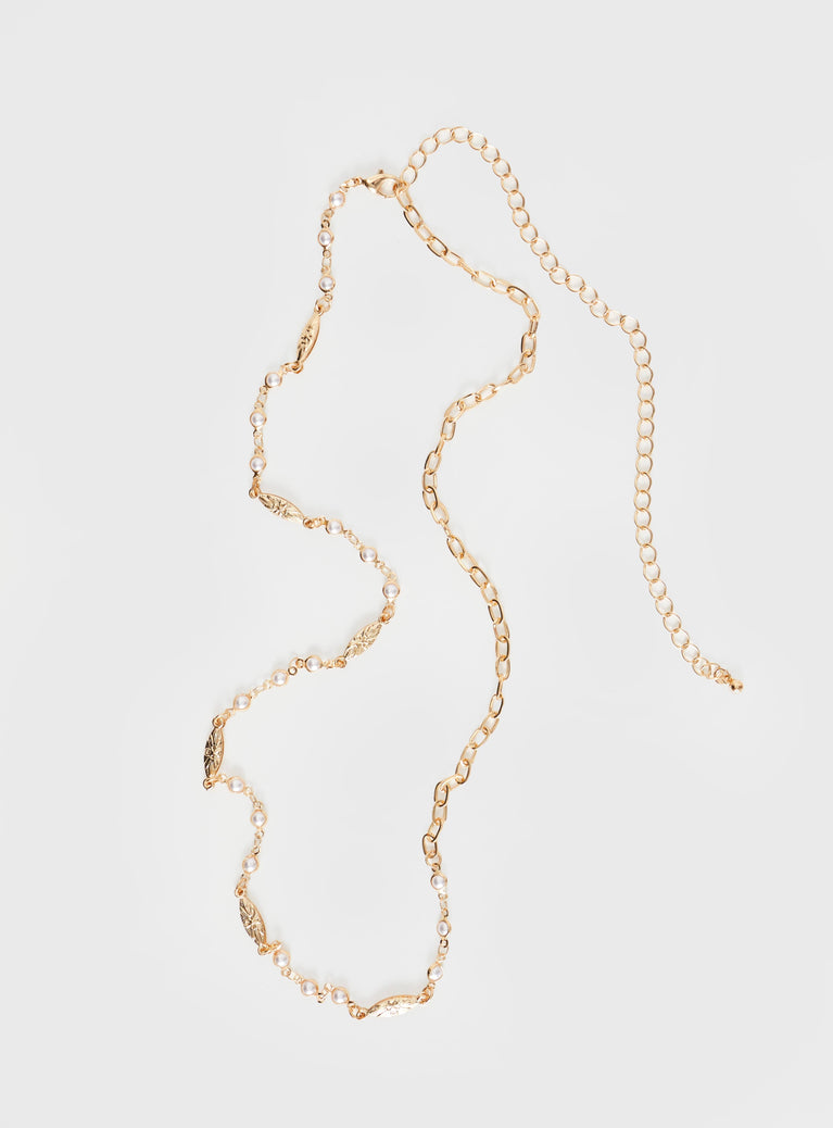 Chain belt Gold-toned, pearl-like detailing throughout, lobster clasp fastening