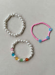 Bracelet Pack of three Beaded design Pearl detail Elasticated bands Individual styles - these can be worn separately  Good stretch 