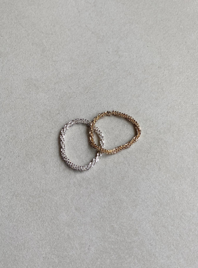 Rings Chain rings Gold & silver-toned Dainty bands Pack of two