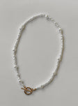 Necklace Faux pearl design Bar & ring fastening Gold-toned