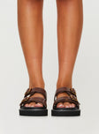 Ma Belle Sandals Contrast Stitch Chocolate