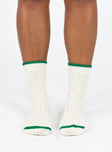 White socks Ribbed design Good stretch 