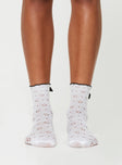 Sheer socks, bow detail