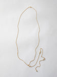 Necklace Dainty chain Gold-toned Diamante detail