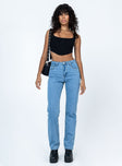 Princess Polly Mid Rise  Hewie Mom Jeans Denim