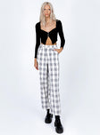 Princess Polly   Declan Checked Wide Leg Pants White