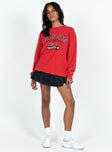 Sweatshirt Crew neckline Drop shoulder  Embroidered graphic Slight stretch Unlined 