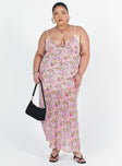 Princess Polly Scoop Neck  Emily Maxi Dress Pink Floral Curve