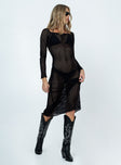 Long sleeve maxi dress Sheer knit material Square neckline